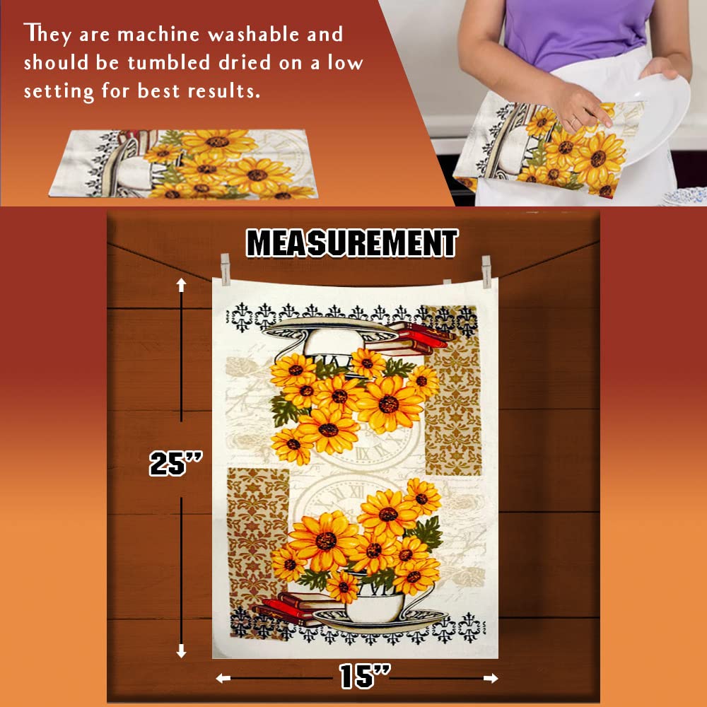 Lobyn Value Pack Kitchen Towel Oven Mitts and Pot Holders Sets, Pot Holders and Oven Mitts Sets, Kitchen Mittens and Pot Holder Set, Potholder Set, Mittens Kitchen Sunflower Design