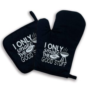 i only smoke the good stuff,oven mitts and pot holders sets of 2，funny oven mitt，birthday gifts for men,great birthday gifts for dad boyfriend,housewarming, christmas
