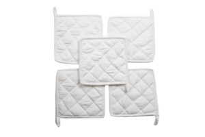 hm covers pot holders 100% cotton (pack of 10) pot holder 7" x 7" square, solid white color everyday quality kitchen cooking, heat resistance!!