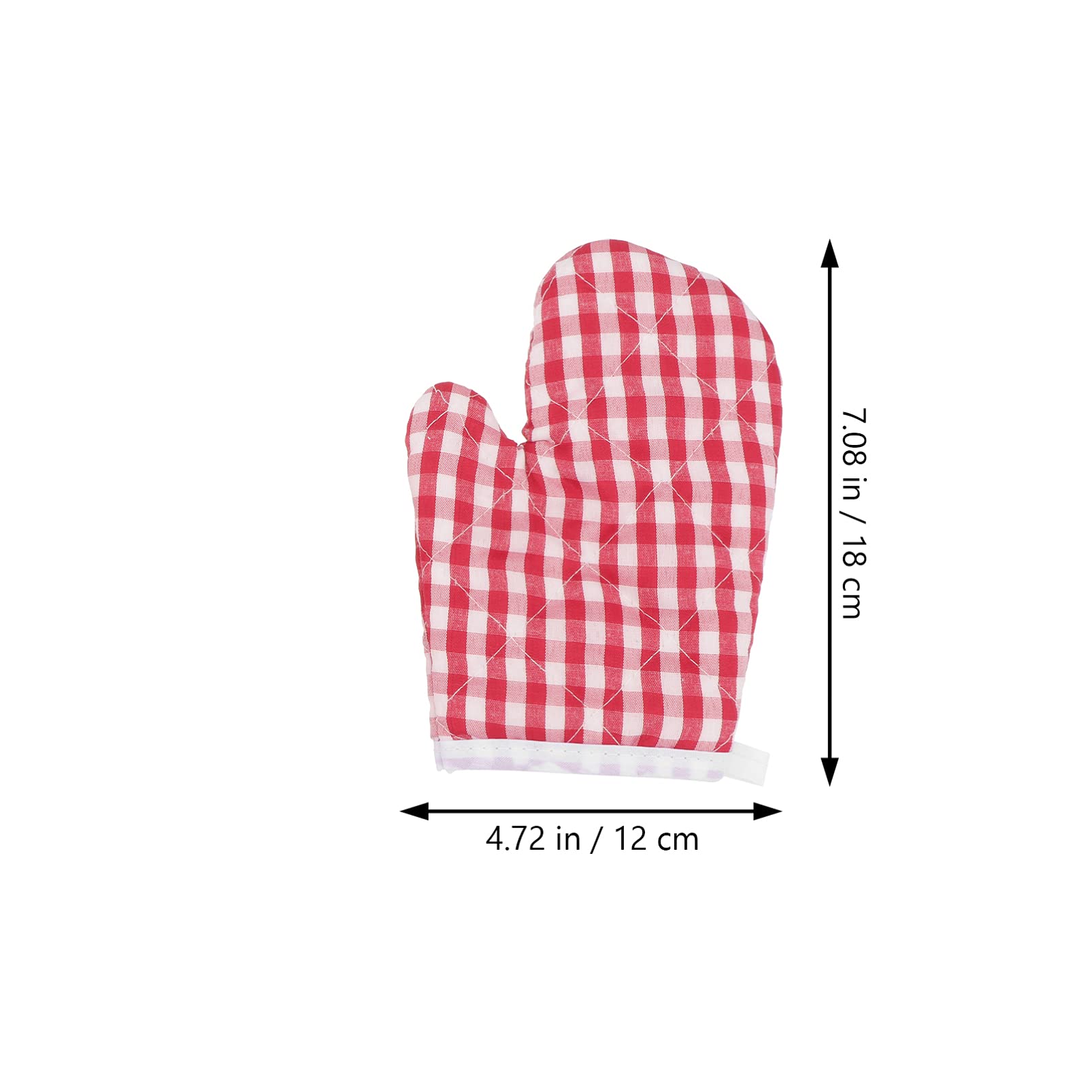 cabilock Oven Mitts Glove Heat Insulation Mitts Red Grid Kitchen Microwave Oven Gloves Mitts Anti-Scald Baking Gloves for Children Adult Cooking Gloves, 1 Pair, 7x4.7 inch (Red)