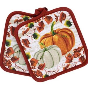 Home Collection Harvest Pumpkin Kitchen Linens Set Include Oven Mitt & 2 Potholders - Great for Autumn, Fall & Thanksgiving