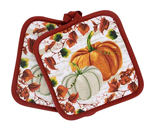 Home Collection Harvest Pumpkin Kitchen Linens Set Include Oven Mitt & 2 Potholders - Great for Autumn, Fall & Thanksgiving