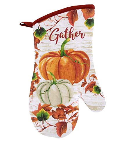 Home Collection Harvest Pumpkin Kitchen Linens Set Include Oven Mitt & 2 Potholders - Great for Autumn, Fall & Thanksgiving