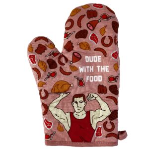 dude with the food oven mitt funny meat chef bbq protein graphic kitchen glove funny graphic kitchenwear fitness funny food novelty cookware pink oven mitt