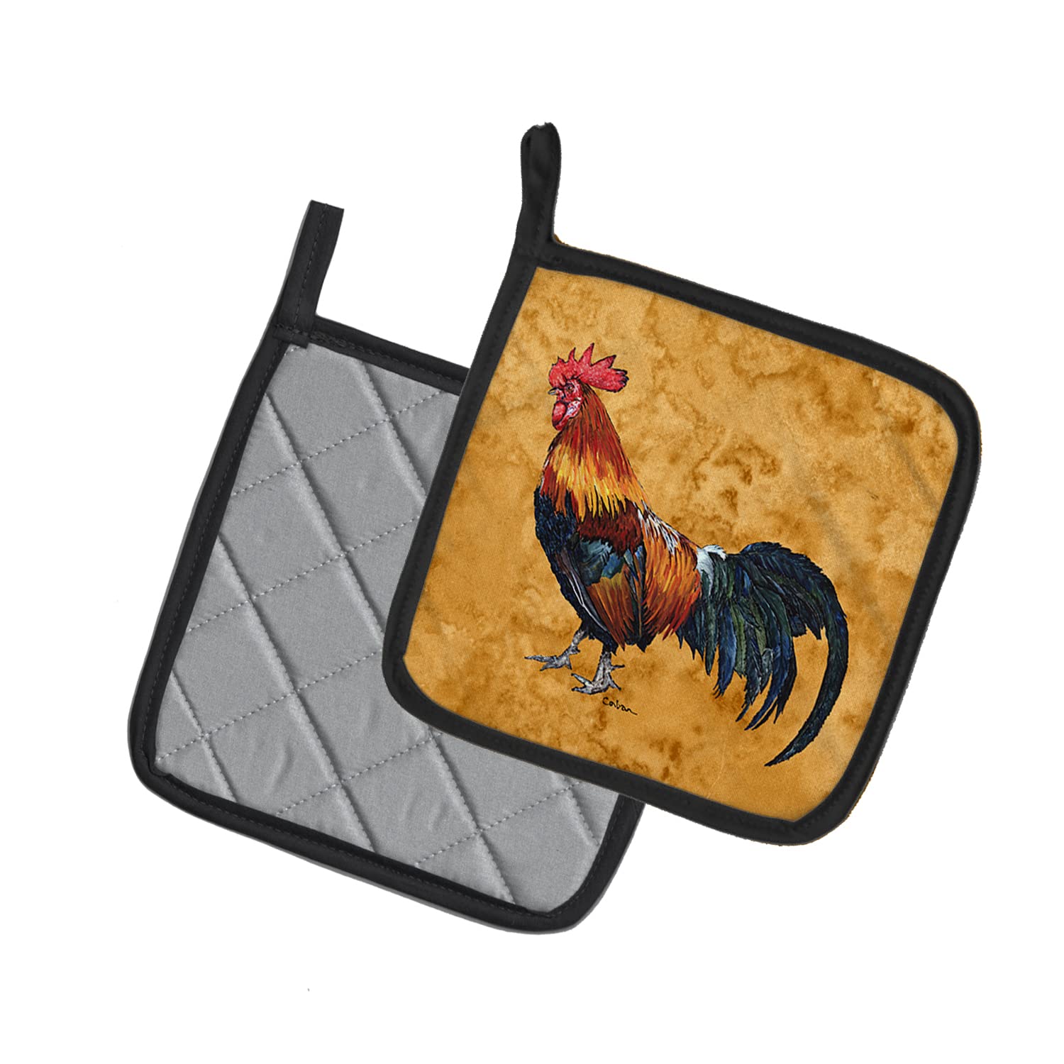 Caroline's Treasures 8651PTHD Rooster Pair of Pot Holders Kitchen Heat Resistant Pot Holders Sets Oven Hot Pads for Cooking Baking BBQ, 7 1/2 x 7 1/2