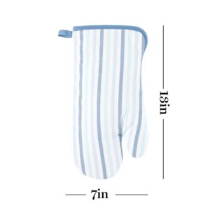 Martha Stewart Daisy Stripe Oven Mitt Set, 7"x13", Blue