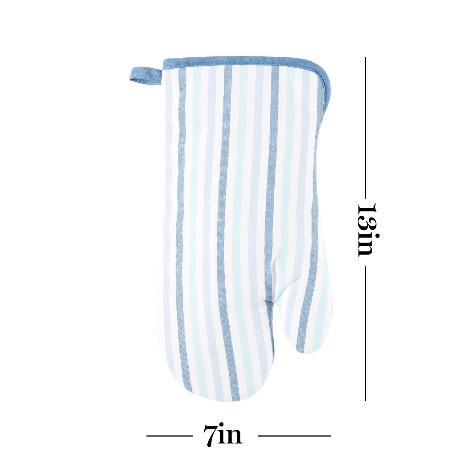 Martha Stewart Daisy Stripe Oven Mitt Set, 7"x13", Blue