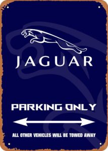 wanfst vintage look metal sign - car enthusiast jaguar parking only - 8 x 12 tin sign