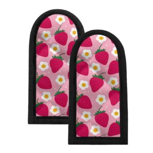 coldinair set of 2 strawberry floral print hot handle holder,pot handle sleeve heat resistant,potholder for cast iron skillets