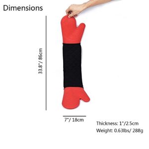 DoMii Connected Oven Mitts All-in-One Potholder Gloves Heat Resistant Quilted Silicone Oven Mitts 33.8 x 7-inch