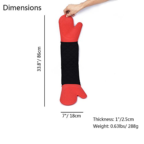 DoMii Connected Oven Mitts All-in-One Potholder Gloves Heat Resistant Quilted Silicone Oven Mitts 33.8 x 7-inch