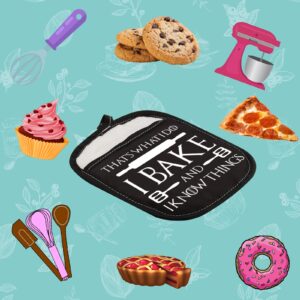 TV Show Inspired Funny Oven Pad Pot Holder with Pocket That’s What I Do I Bake and I Know Things Baking Gift (Know Things Bake)