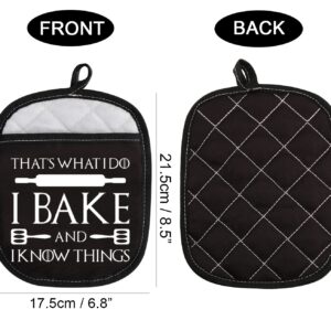 TV Show Inspired Funny Oven Pad Pot Holder with Pocket That’s What I Do I Bake and I Know Things Baking Gift (Know Things Bake)