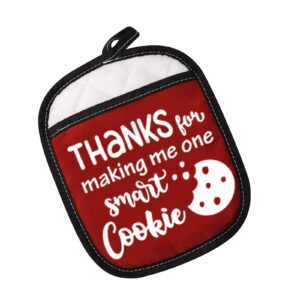 teacher appreciation gift thanks for making me one smart cookie pot holder back to school teacher gift (smart cookie red)