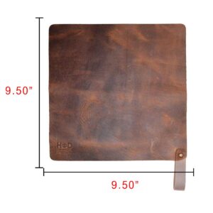 Hide & Drink, Squared Potholder Sheet, Cookware Kitchen and Bakery Supplies, Home Essentials, Protection Sheet, Full Grain Leather, Handmade, Bourbon Brown