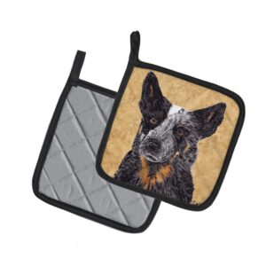 Caroline's Treasures SC9141PTHD Australian Cattle Dog Wipe Your Paws Pair of Pot Holders Kitchen Heat Resistant Pot Holders Sets Oven Hot Pads for Cooking Baking BBQ, 7 1/2 x 7 1/2