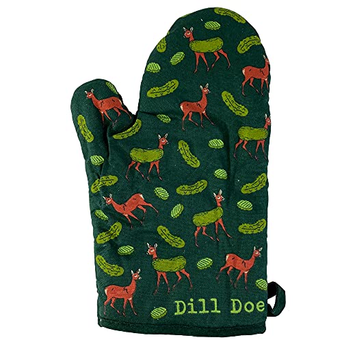 Dill Doe Oven Mitt Funny Sexual Innuendo Deer Pickle Graphic Novelty Kitchen Glove Funny Graphic Kitchenwear Funny Adult Humor Novelty Cookware Green Oven Mitt