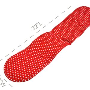 Home-X Red Polk Dot Double Oven Mitt for Cooking and Serving, Heat Resistant, Extra Long Potholder, Oven Gloves to Protect Hands and Arms, Machine Washable -32”L