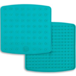 premium silicone pot holder for pots/pans | multipurpose trivets | hot pad, spoon rest, coaster and more | 2 pads | featuring heat resistant core tech | upgood pro series (cool kitchen tools, teal)