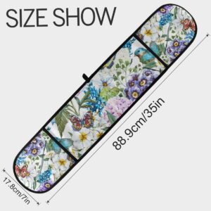 ZZXXB Spring Bird Butterfly Floral Double Oven Mitt Heat Resistant Non-Slip Kitchen Gloves Extra Long 7" x 35" for Cooking Baking Barbecue Grilling