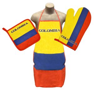 colombia kitchen & bbq setnew with apron, oven-mitt & pot-holder