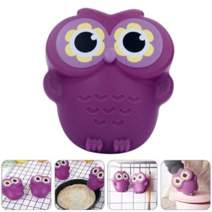 SOLUSTRE 3 Pcs Owl Gloves Microwave Oven Mitt Insulation Pads Mit BBQ Baking Gloves Cute Food Mitten Anti- Skid Silicone Pot Holders Oven Mitts Mini Pinch Purple