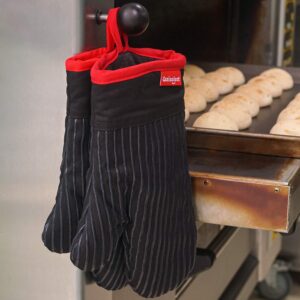 Coziselect Oven Mitts and Pot Holders Set, with Heat Resistance of Silicone, Flexibility of Pure Cotton and Terrycloth Lining, 500 F Heat Resistant, Black