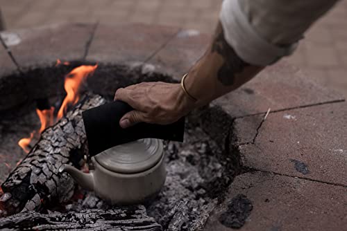 Barebones Leather Pot Holder - Hot Pad Outdoor Kitchen Accessories, Cast Iron Pan Handle Cover, (Black)