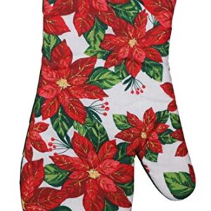 Poinsettia 5 Piece Christmas Kitchen Linen Bundle With 2 Dish Towels, 2 Potholders, and 1 Oven Mitt …