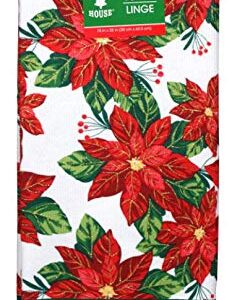 Poinsettia 5 Piece Christmas Kitchen Linen Bundle With 2 Dish Towels, 2 Potholders, and 1 Oven Mitt …