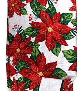 Poinsettia 5 Piece Christmas Kitchen Linen Bundle With 2 Dish Towels, 2 Potholders, and 1 Oven Mitt …