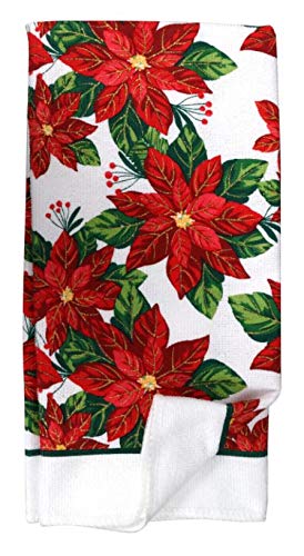 Poinsettia 5 Piece Christmas Kitchen Linen Bundle With 2 Dish Towels, 2 Potholders, and 1 Oven Mitt …