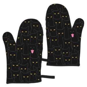 black cat oven mitts waterproof non slip heat resistant kitchen gloves for baking cooking grilling bbq