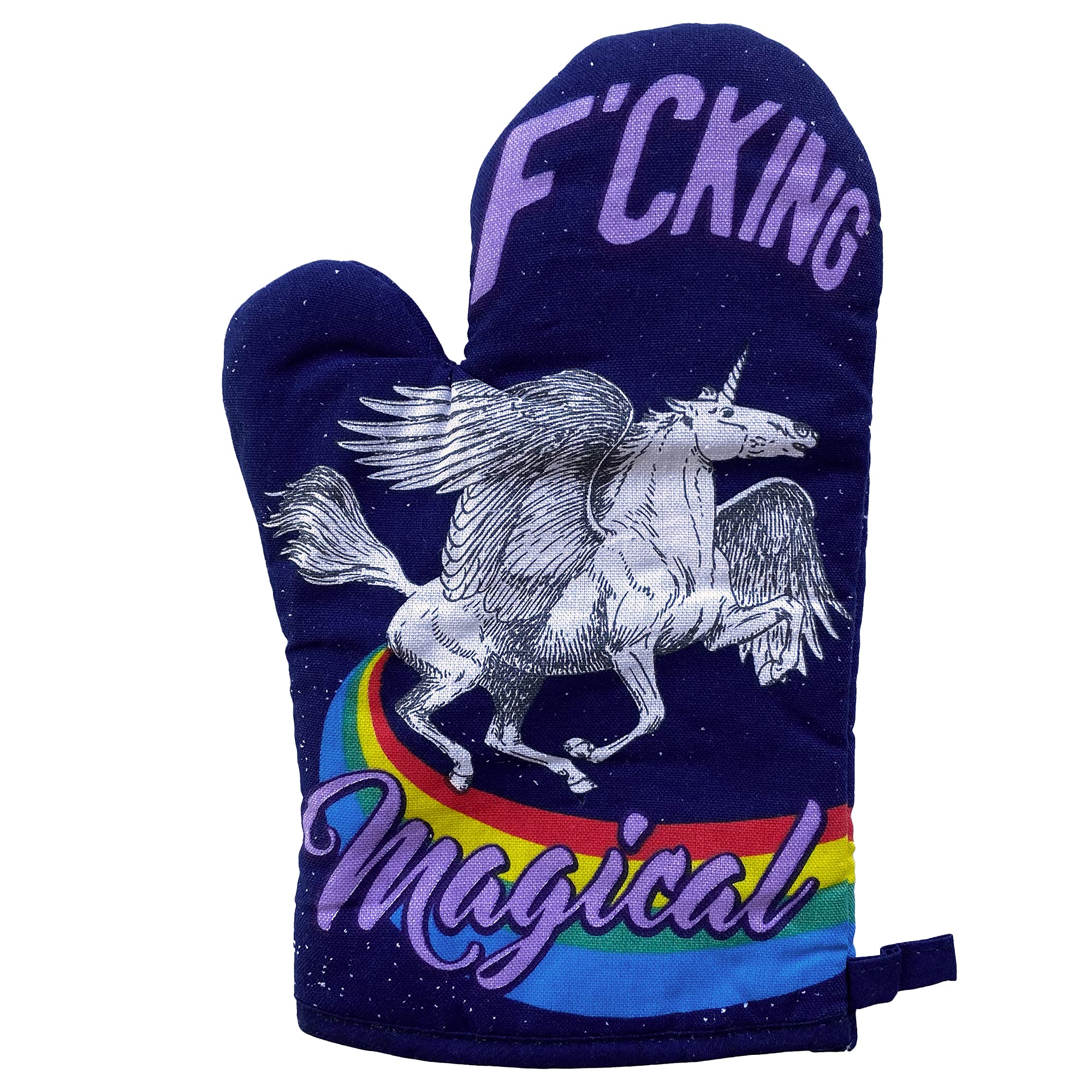 Fcking Magical Oven Mitt Funny Mythical Unicorn Horse Kitchen Glove Funny Graphic Kitchenwear Funny Unicorn Novelty Cookware Purple Oven Mitt