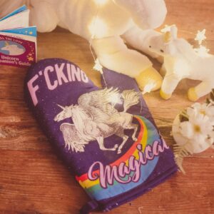 Fcking Magical Oven Mitt Funny Mythical Unicorn Horse Kitchen Glove Funny Graphic Kitchenwear Funny Unicorn Novelty Cookware Purple Oven Mitt