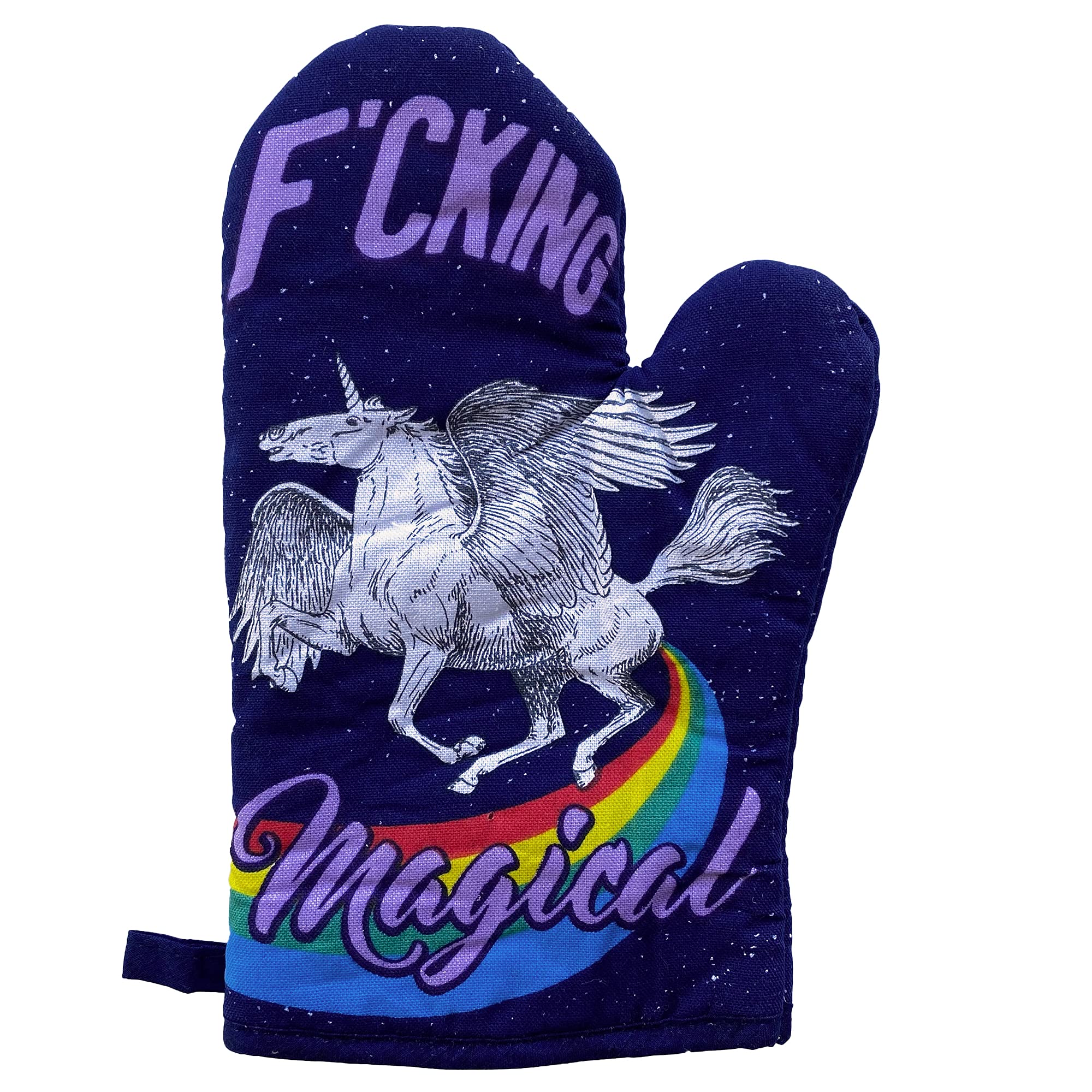 Fcking Magical Oven Mitt Funny Mythical Unicorn Horse Kitchen Glove Funny Graphic Kitchenwear Funny Unicorn Novelty Cookware Purple Oven Mitt