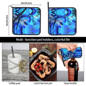 Square Insulated Pot Holder Sets of 2,Art Dragonfly Printed Pot Holders for BBQ Cooking Baking