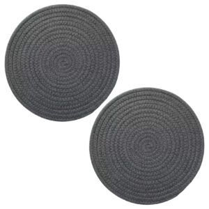 funlavie 2 pcs hot pads trivits for table pure cotton thread weave round hot pot holders for cooking diameter 11.8 inches