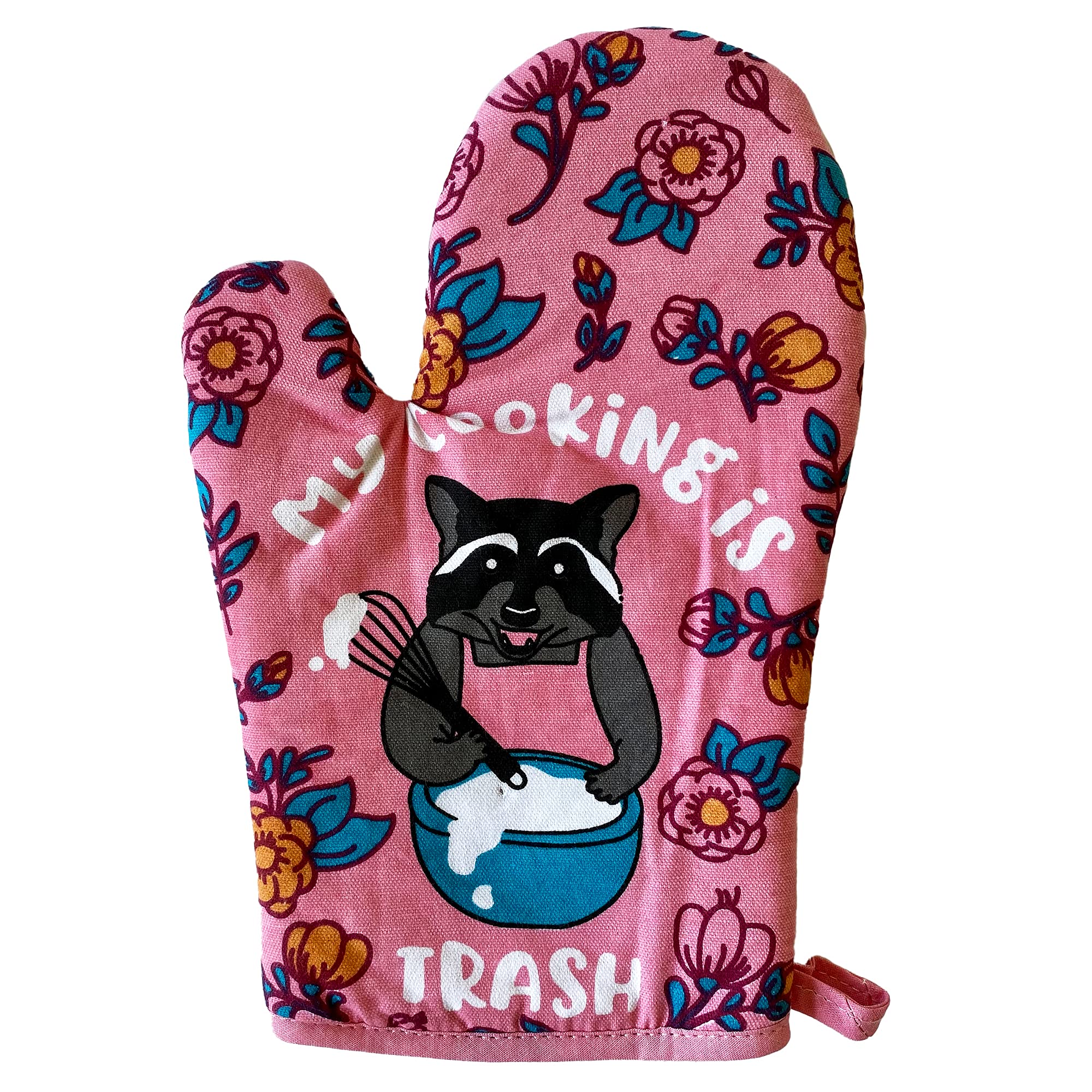 My Cooking is Trash Oven Mitt Funny Raccoon Chef Animal Novelty Kitchen Glove Funny Graphic Kitchenwear Funny Animal Novelty Cookware Multi Oven Mitt