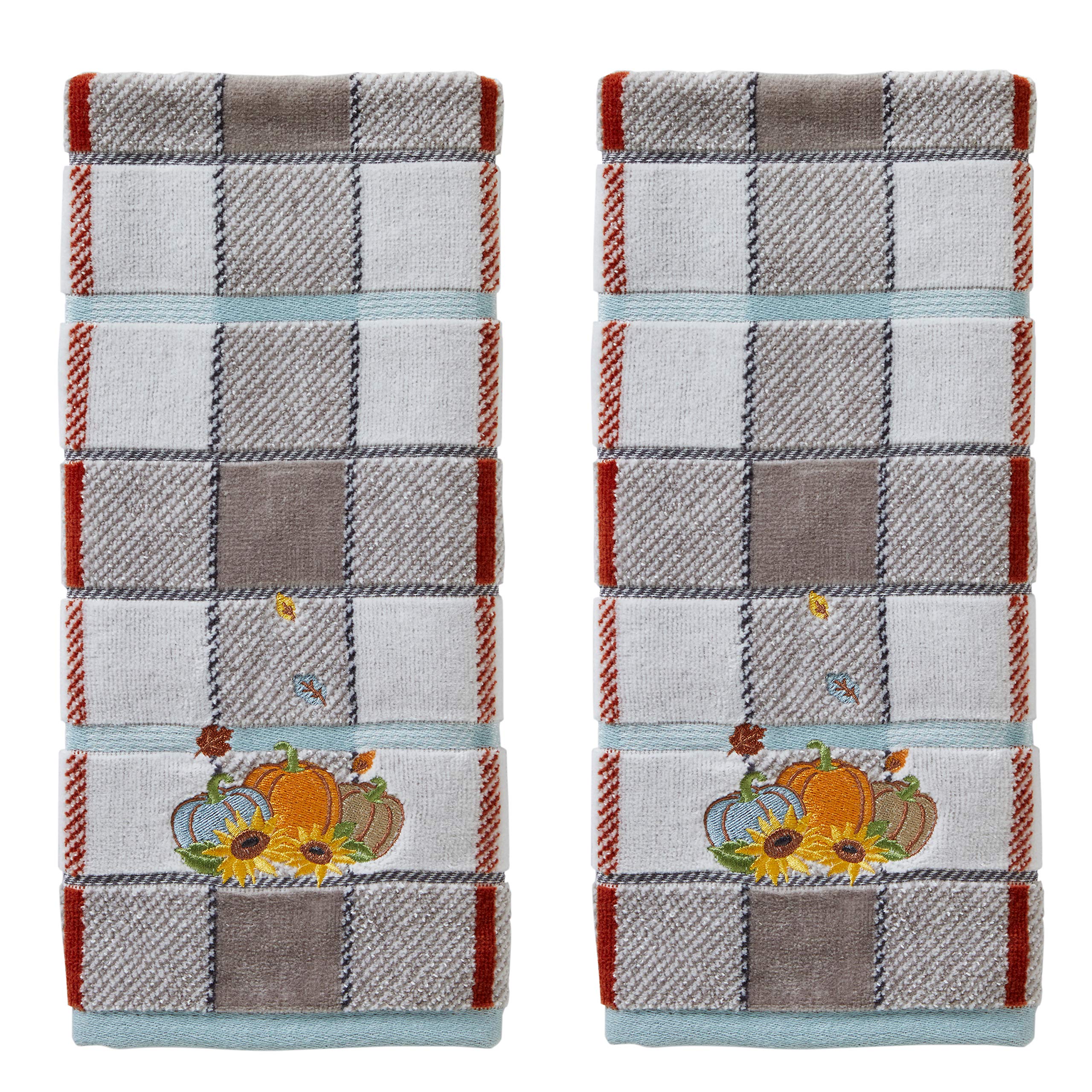 SKL Home Harvest Pumpkins Hand Towel, Plaid Small