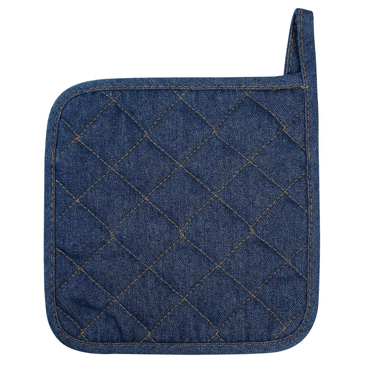 100% Cotton Potholders Kitchen Everyday Basic Terry Pot Holder Heat Resistant Large Coaster Hot Pads Kit Trivets Set for Cooking and Baking Set of 3 Dark Blue