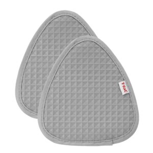 t-fal waffle silicone pot holder set, softflex, non-slip grip, heat resistant, 8.25 x 7.5-inches, 2 pack, gray