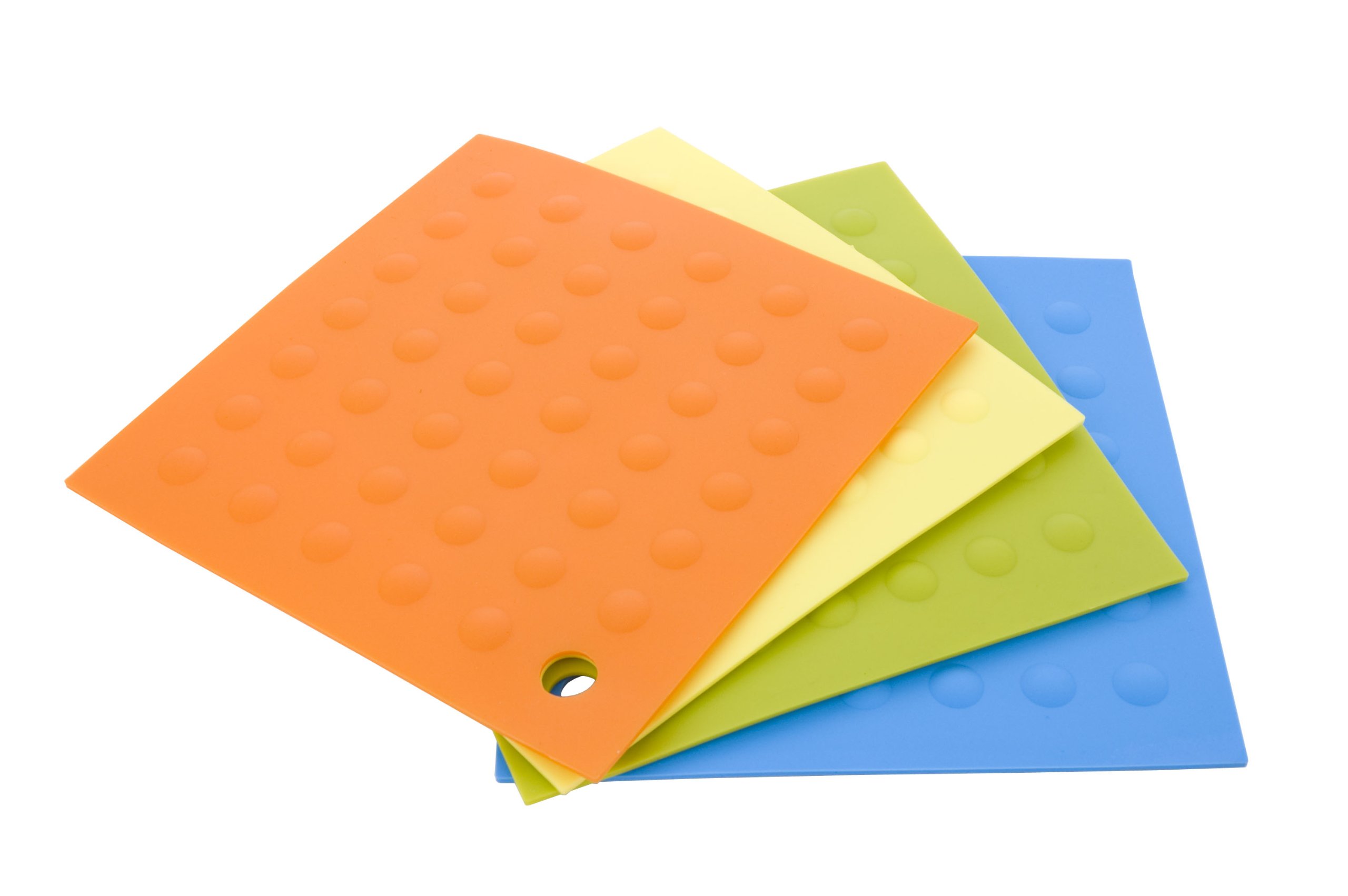 MIU FRANCE Silicone Pot Holder Set of 4, orange, yellow, green, blue