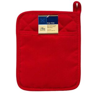Home Collection Red Polyester/Rubber Pot Holder, 2 Pack - Heat Resistant, Non-Slip Grip, Hanging Loop - Ideal for Handling Hot Kitchen Items