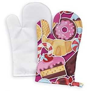 Blank Oven Mitts Sublimation Set 2 Pieces ( both are right-handed glove ) Heat Thermal Transfer Polyester Logo Image printing