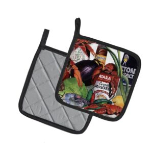 Caroline's Treasures 8131PTHD Louisiana Spices Pair of Pot Holders Kitchen Heat Resistant Pot Holders Sets Oven Hot Pads for Cooking Baking BBQ, 7 1/2 x 7 1/2