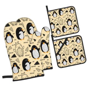 xufhiyz cute penguin oven mitts and pot holders sets kitchen oven gloves bbq gloves pot holders for cooking baking