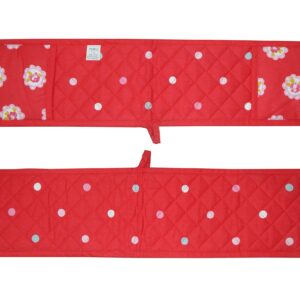 Tiny Break Double Oven Mitt, Floral Rose, Heat Resistant Oven Gloves - Red - 7 x 32 Inch