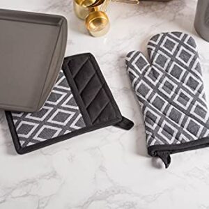 DII Black & White Diamond Collection Kitchen Essentials, Potholder Set, 2 Piece