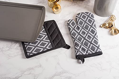 DII Black & White Diamond Collection Kitchen Essentials, Potholder Set, 2 Piece